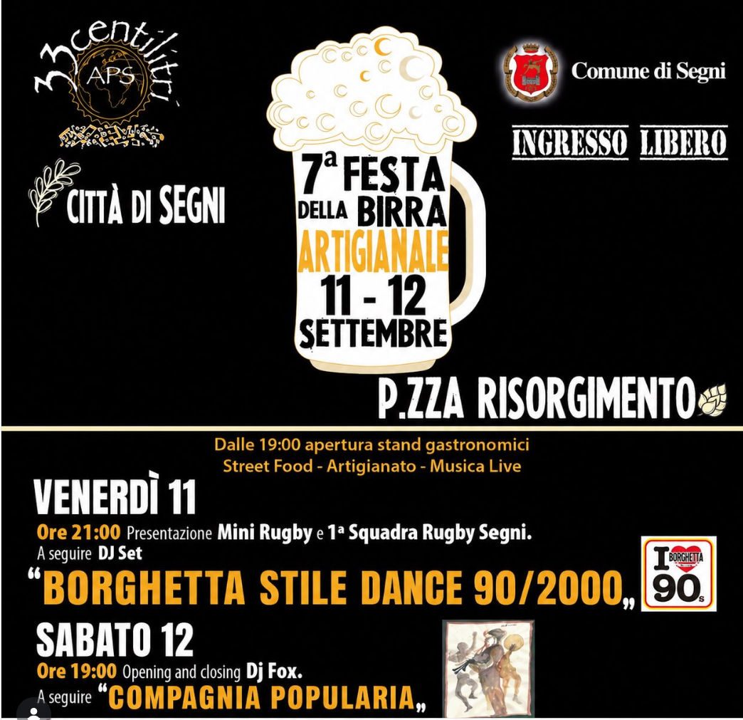 Segni 𝟳ª 𝗙𝗲𝘀𝘁𝗮 𝗱𝗲𝗹𝗹𝗮 𝗕𝗶𝗿𝗿𝗮 𝗔𝗿𝘁𝗶𝗴𝗶𝗮𝗻𝗮𝗹𝗲