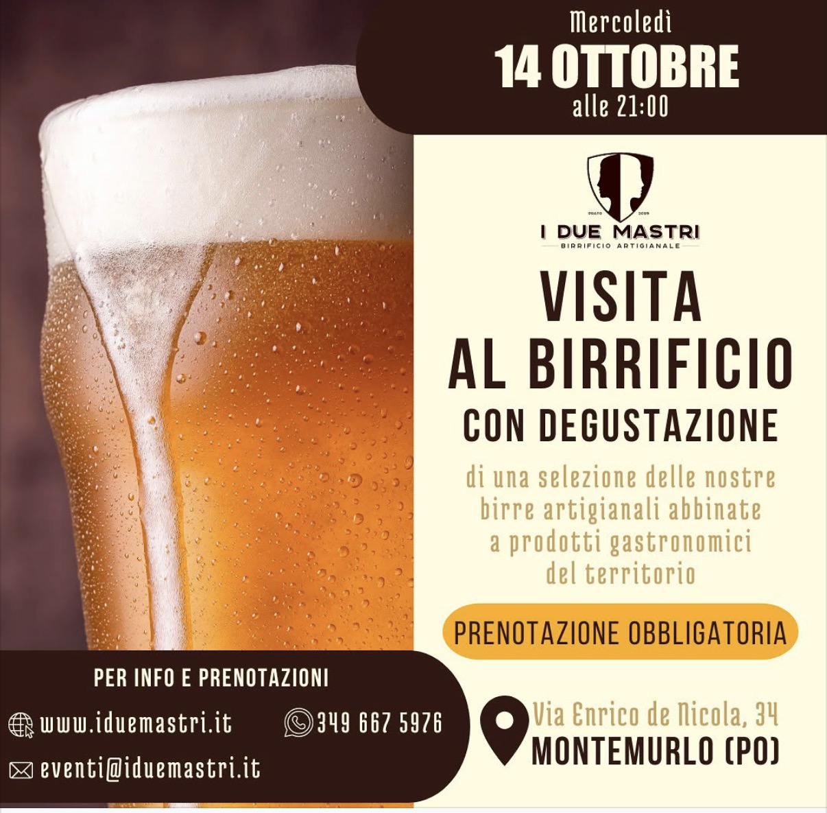 VISITA AL BIRRIFICIO CON DEGUSTAZIONE