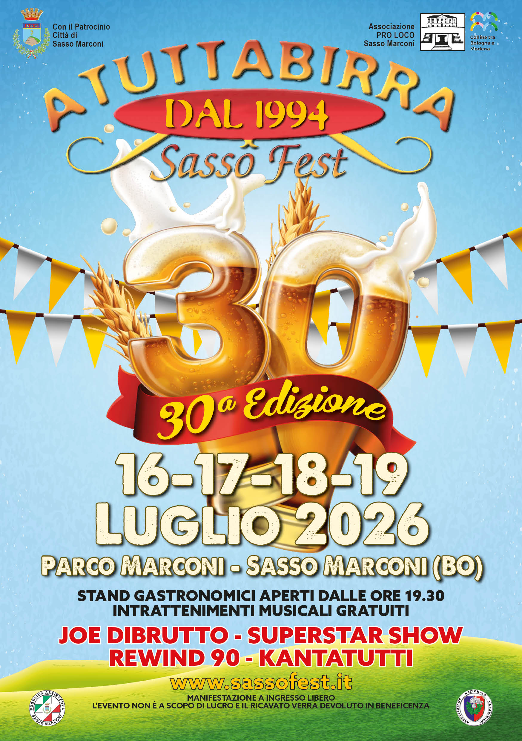 SassoFest 2026 – 30ª edizione | Dal 16 al 19 luglio a Sasso Marconi