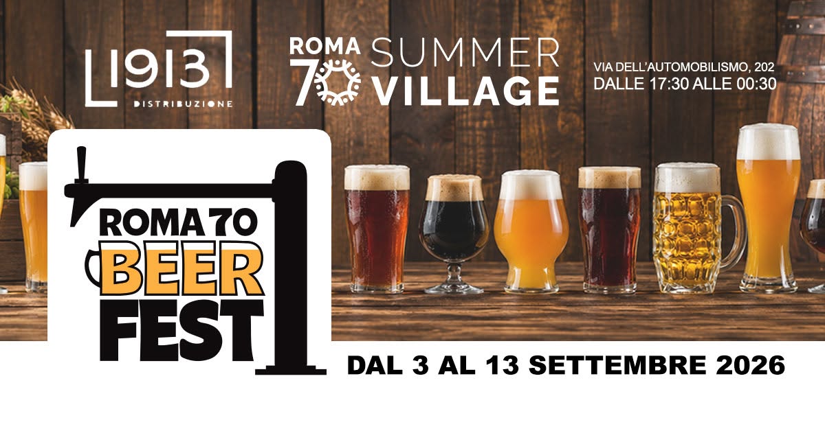 Roma 70 Beer Fest: dal 3 al 13 settembre birra artigianale, BBQ a carbone e musica dal vivo