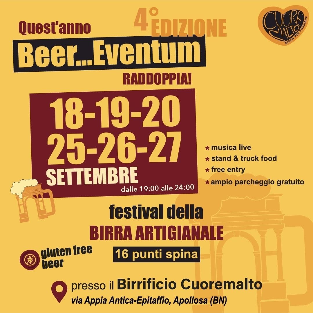 Beer...Eventum 2026: Il Festival della Birra Artigianale di CuoreMalto Raddoppia!