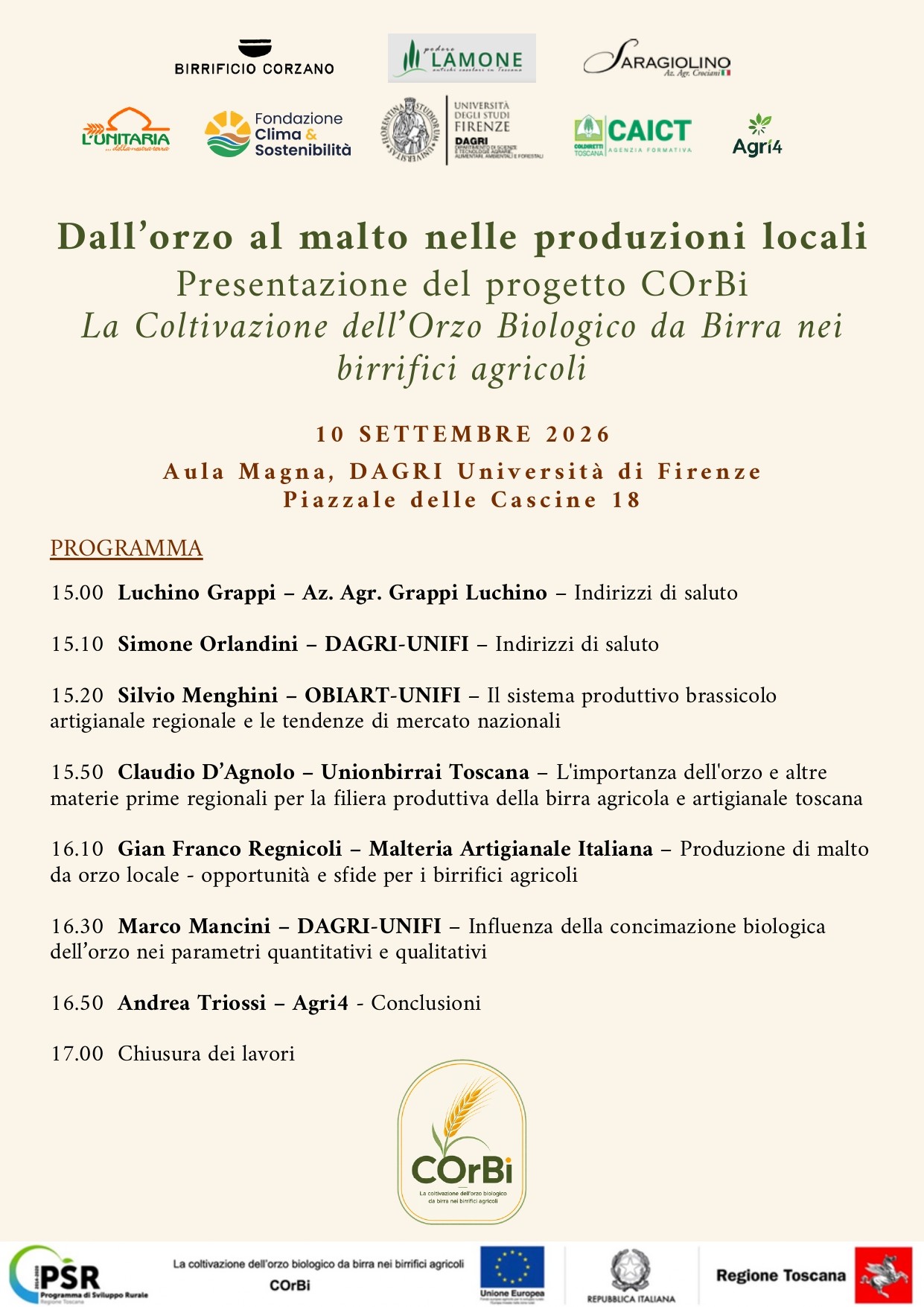 L’orzo biologico conquista la Toscana: a Firenze il confronto sul futuro della birra agricola