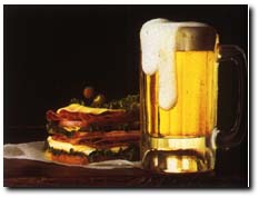 Un panino e una birra chiara...