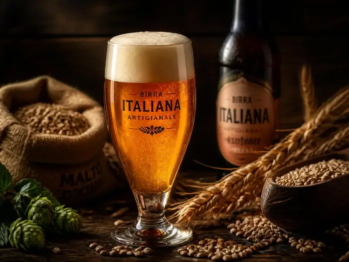 Bicchiere di birra artigianale italiana