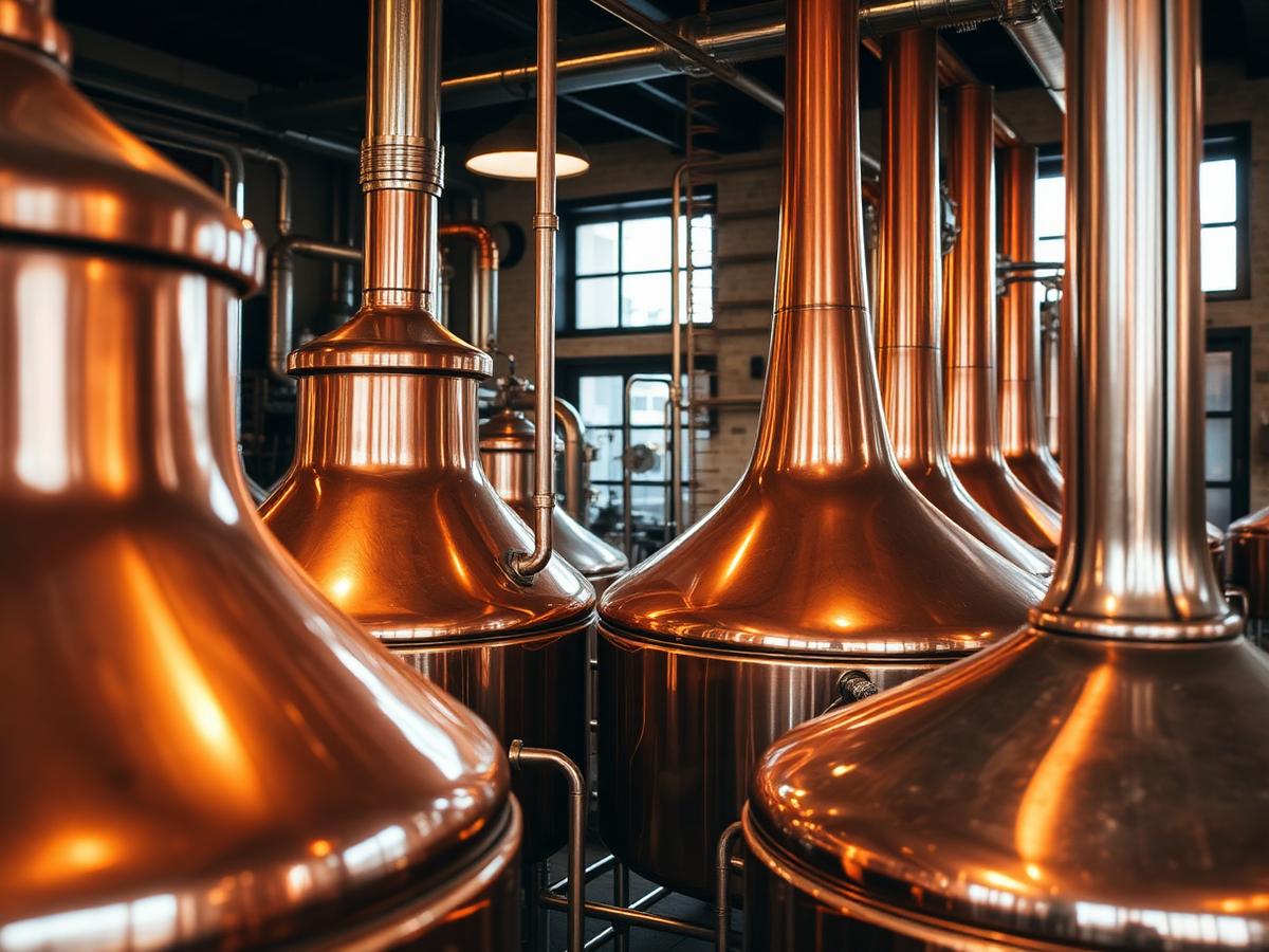 Impianto in rame di birrificio artigianale